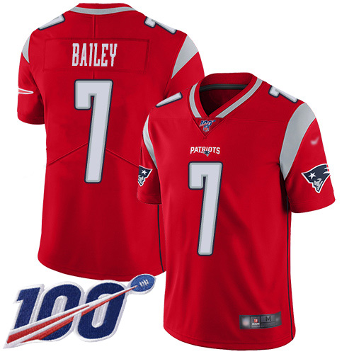 New England Patriots Football #7 100th Season Inverted Legend Limited Red Men Jake Bailey NFL Jersey->youth nfl jersey->Youth Jersey